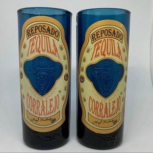 Reposado Tequila Corralejo Tall Blue Shot Glasses